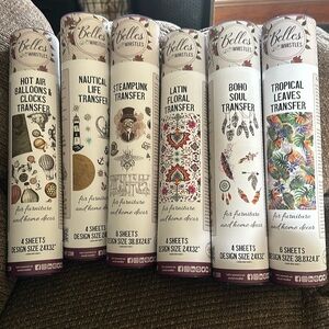 Transfer sheets for furniture and home decor.